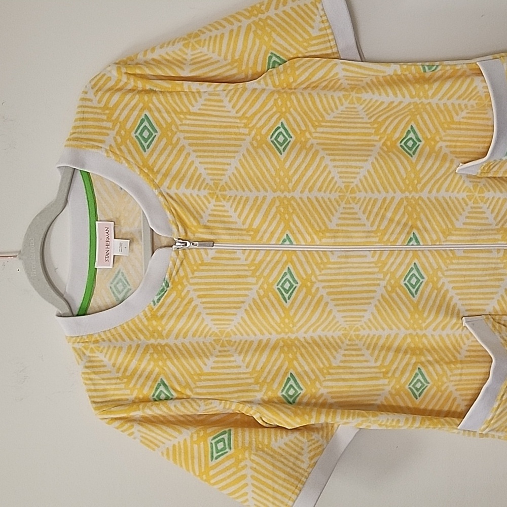 Stan Herman  Coastal Mosaic Ripples Zip Lounge/ Robe Dress Sunshine Size Small - Picture 5 of 16